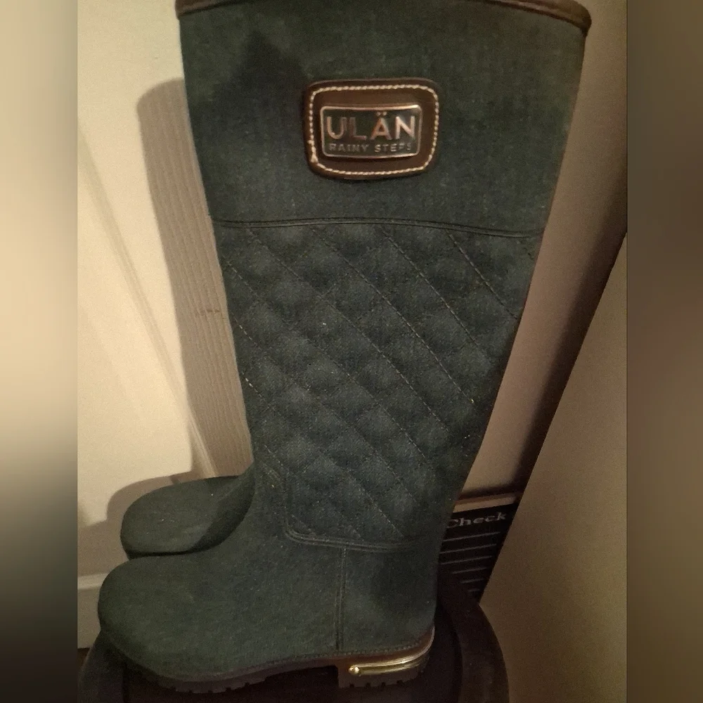 ULAN Blue Quilted Rain Boots